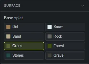 The Surface section in Crucible Heightmap, choosing a per-island base ground texture so an island reads as grass, sand, snow or another Rust surface