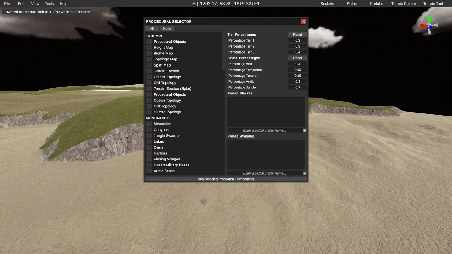 The RustEdit proc gen settings with the heightmap and splatmap disabled so they are not overwritten