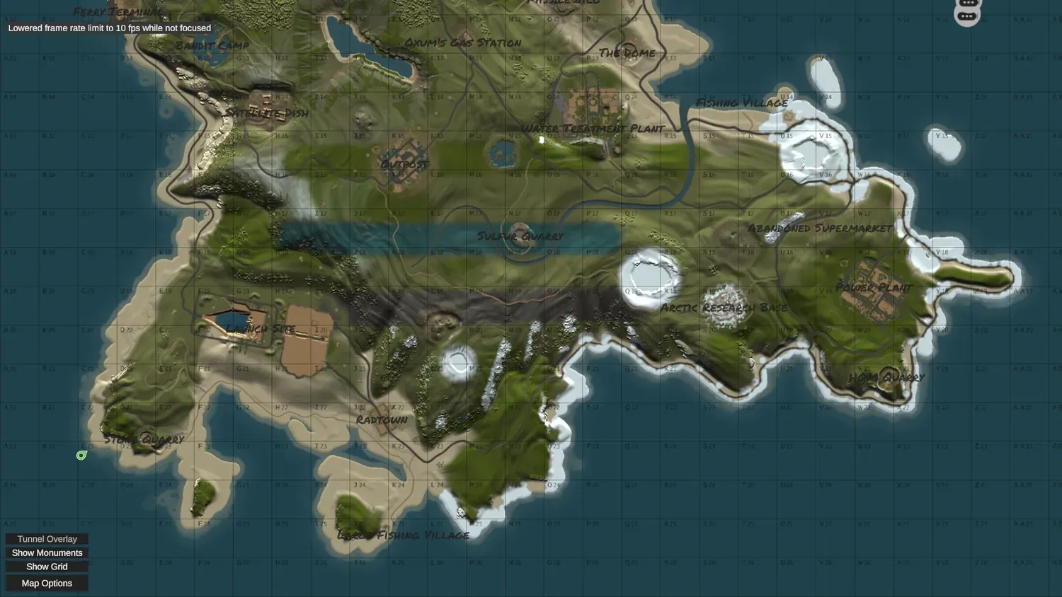 The completed Crucible custom Rust map and splats imported into RustEdit